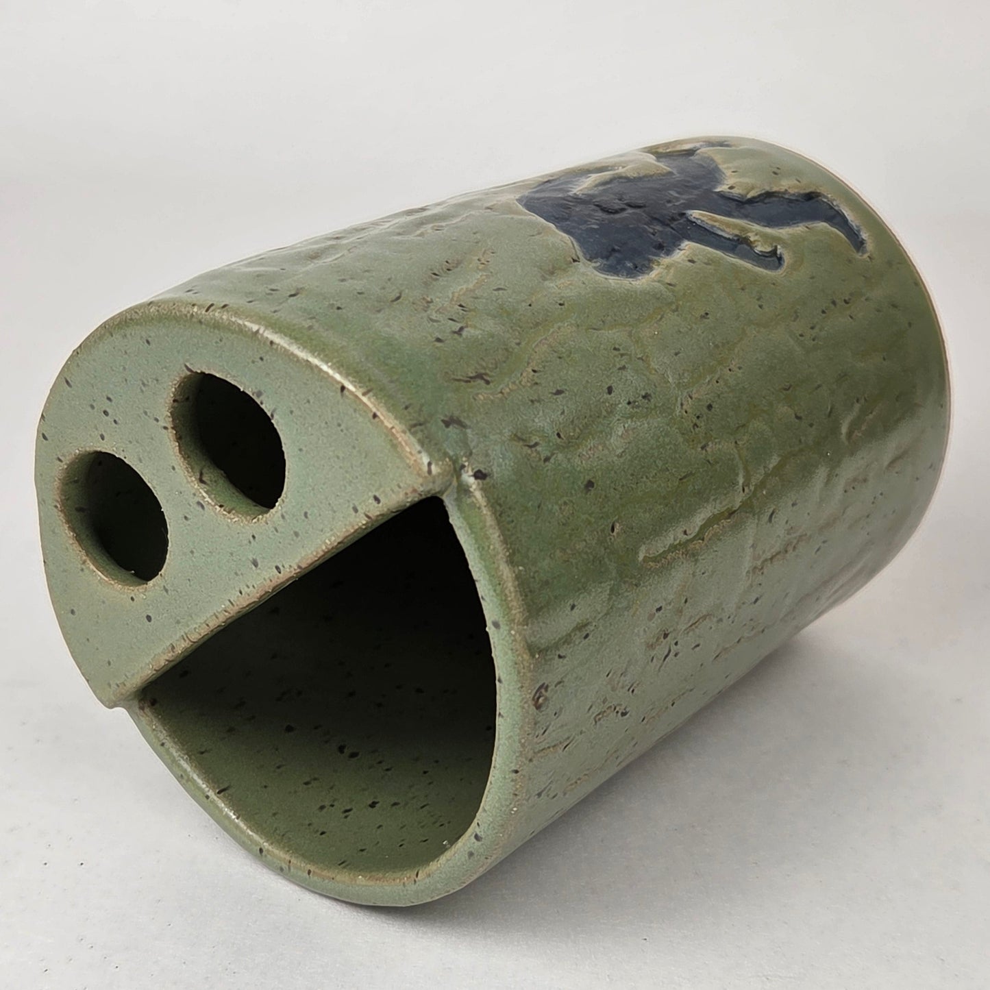 Sasquatch / Bigfoot Handmade Green Stoneware Toothbrush Holder