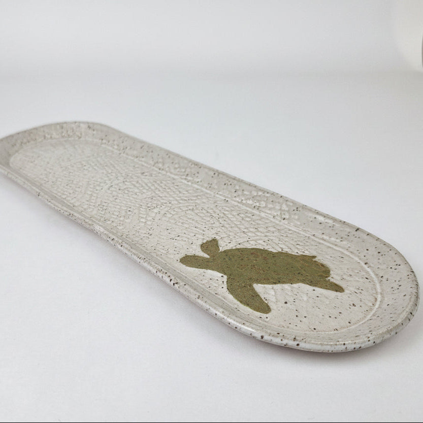 Sea Turtle on White Stoneware 12" Platter