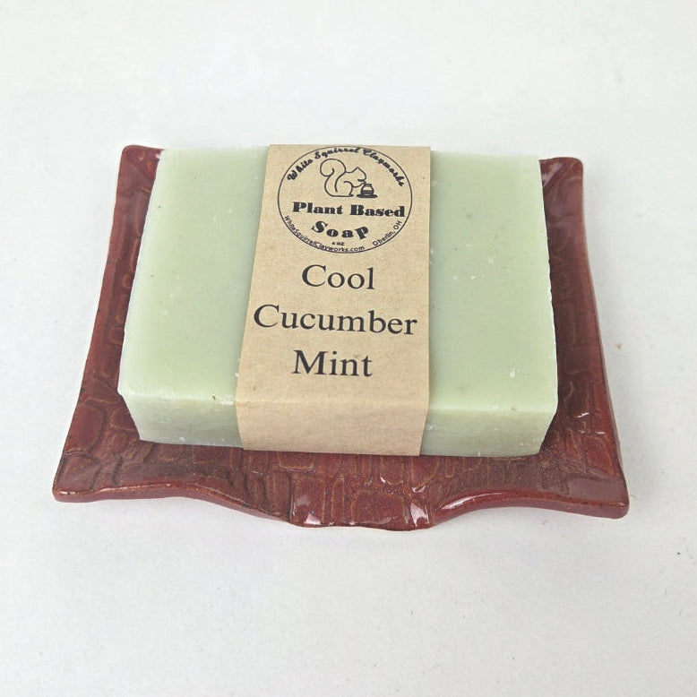 White Squirrel on Cinnamon Bark Stoneware Soap Dish