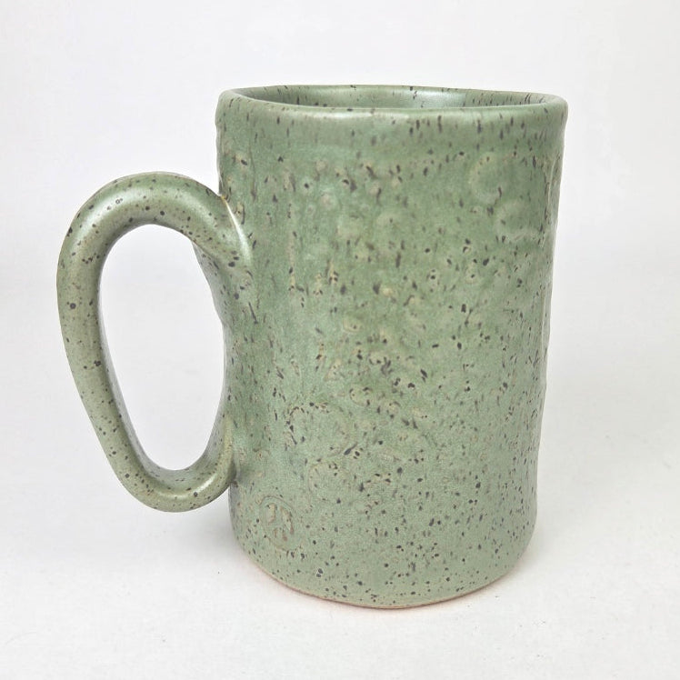 White Rabbit on Green 14oz Stoneware Handmade Mug