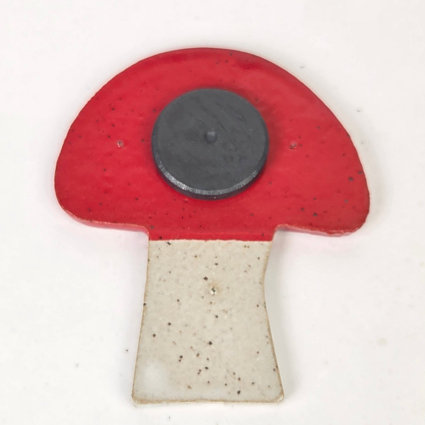 Mushroom Shaped Handmade in Ohio Stoneware Ceramic Magnet