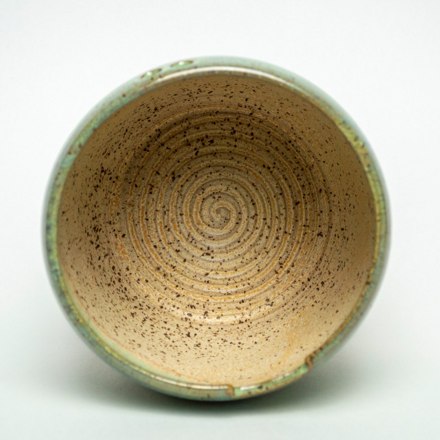 Hand Thrown Green & Beige Ramen/Rice Bowl