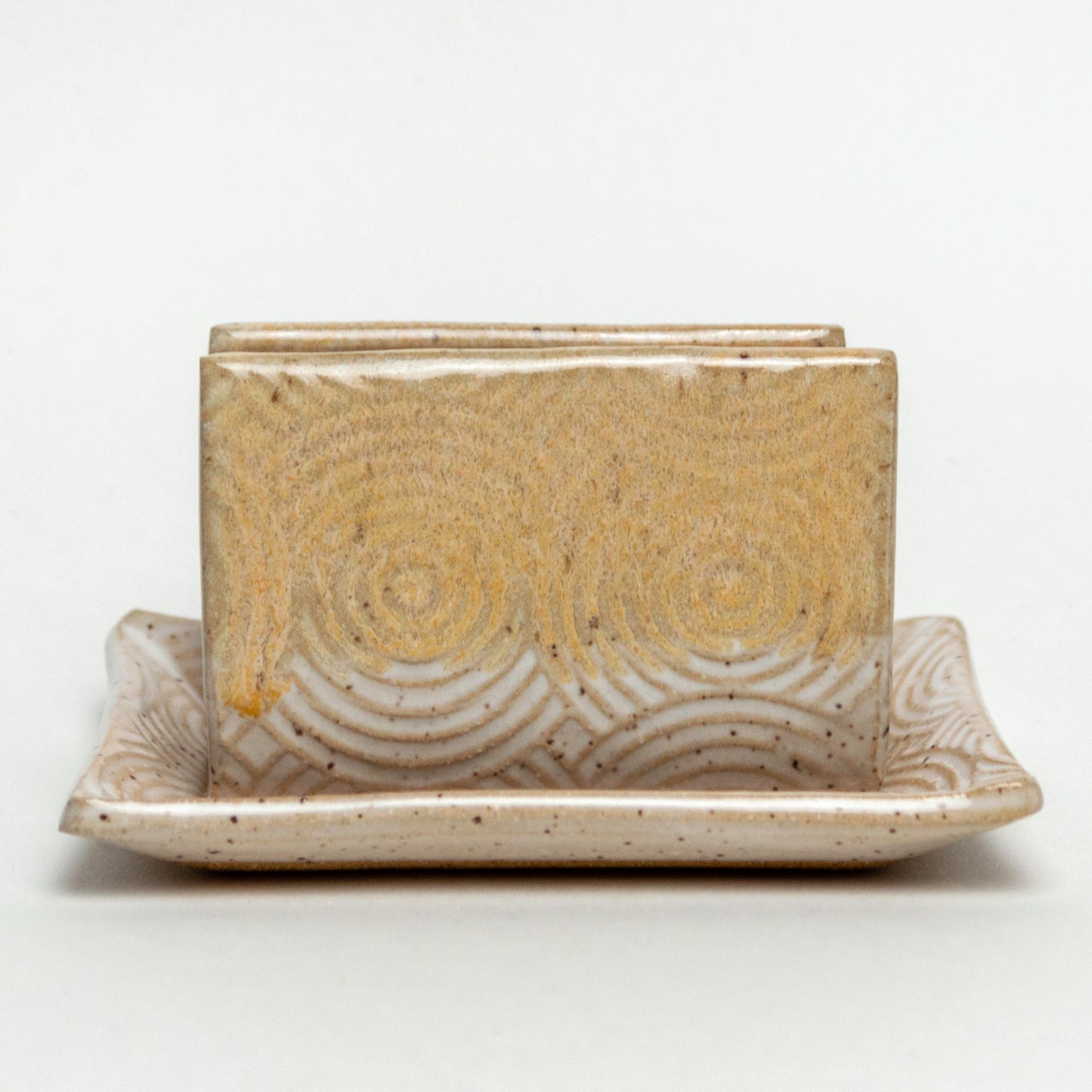 Peach & White Spiral Pattern Sponge Holder