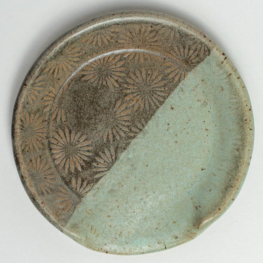 Gray & Blue Sunburst Pattern Ceramic Spoon Rest