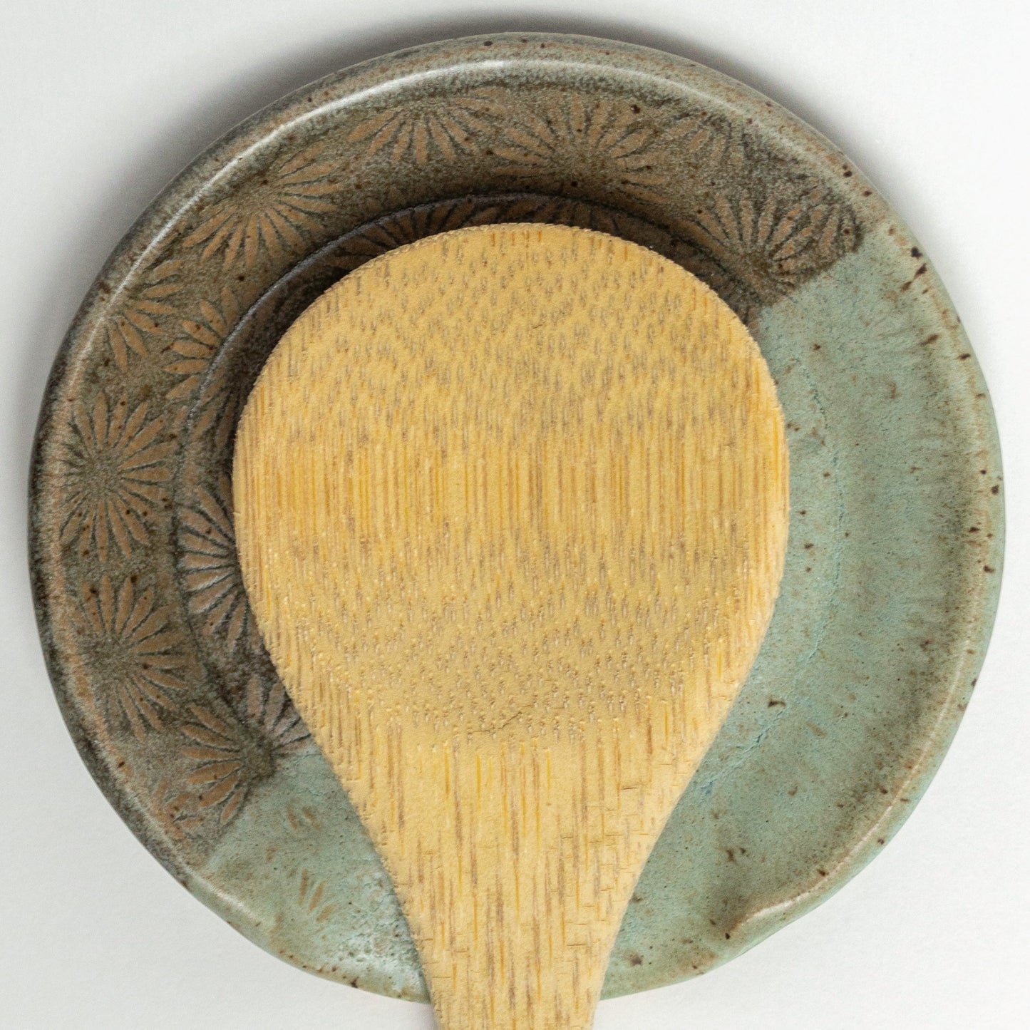 Gray & Blue Sunburst Pattern Ceramic Spoon Rest