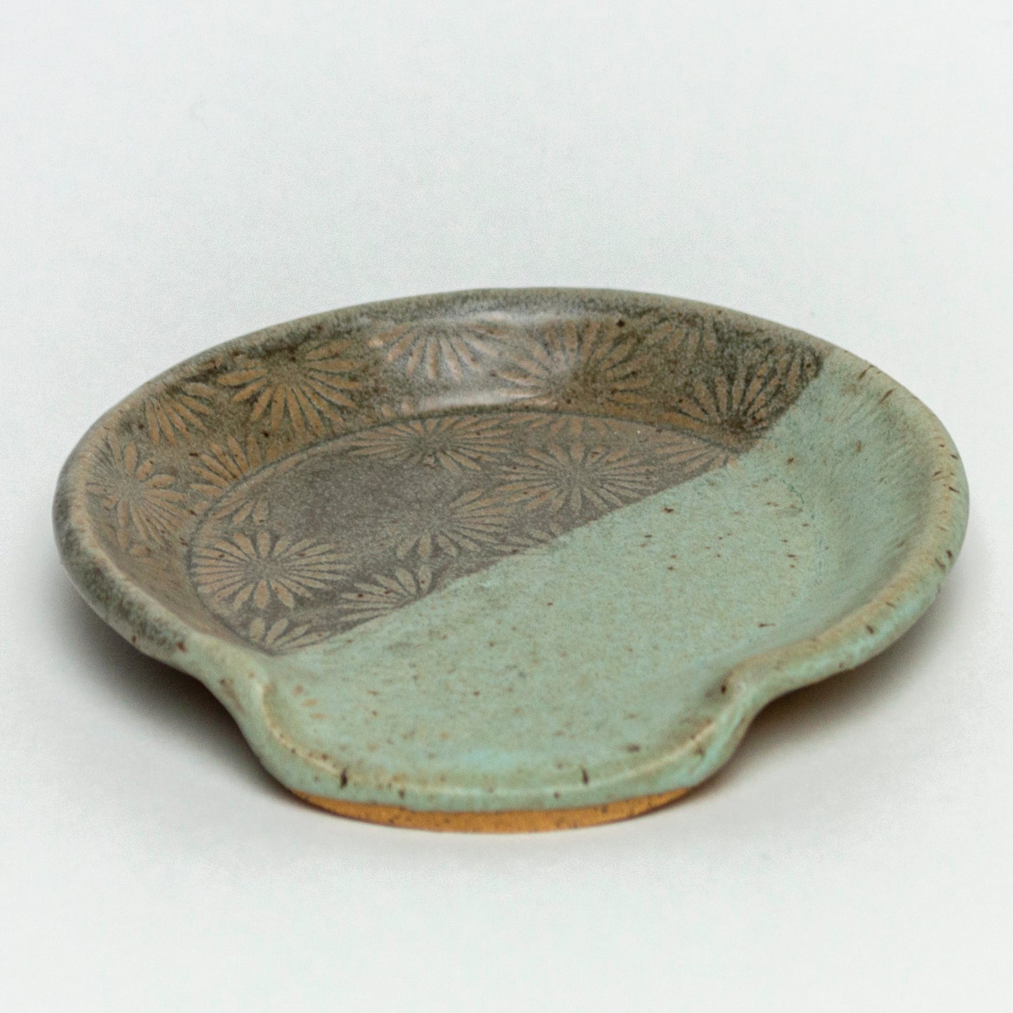 Gray & Blue Sunburst Pattern Ceramic Spoon Rest