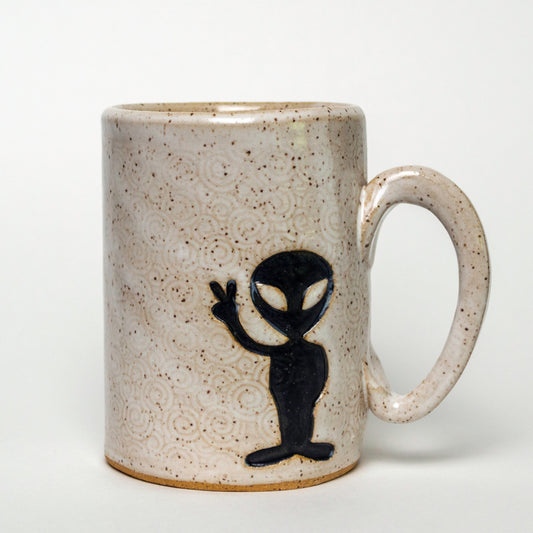 Black Peace Alien - White 14oz Mug