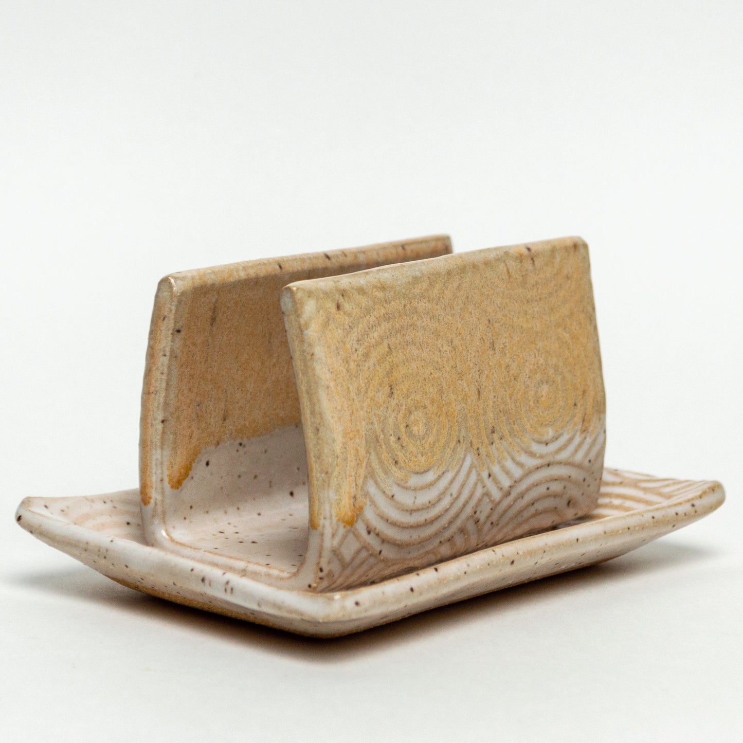Peach & White Spiral Pattern Sponge Holder