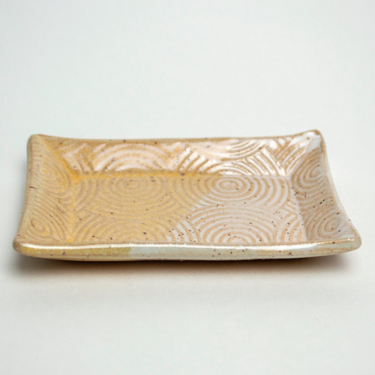 Peach & White Spiral Pattern Trinket Dish