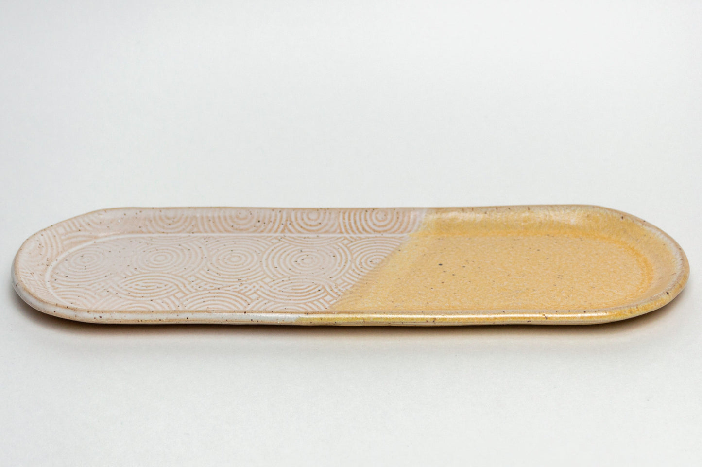 Peach & White Spiral Pattern 12" Platter