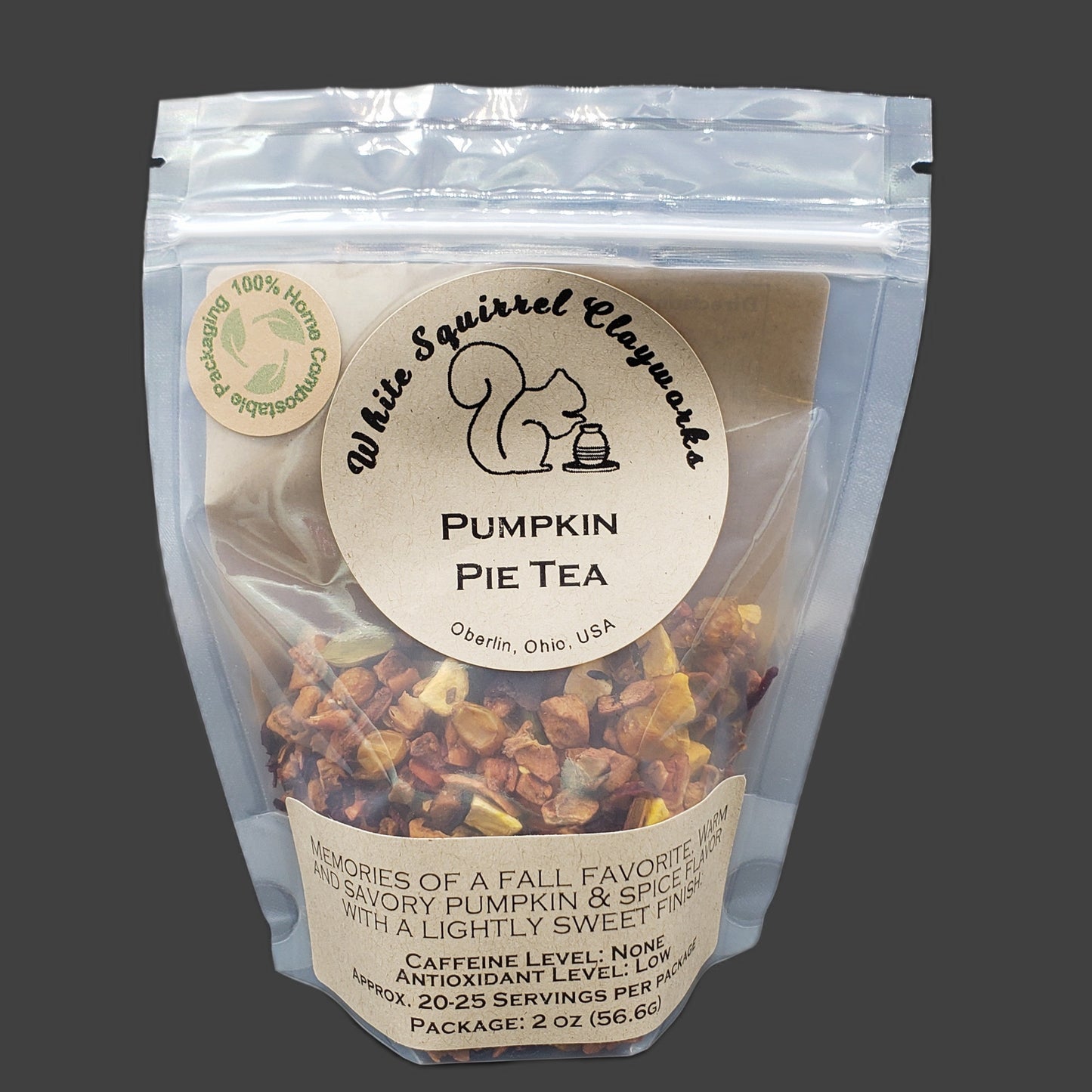 Pumpkin Pie Herbal Tea - Looseleaf Tea - 2oz - Home Compostable Packaging