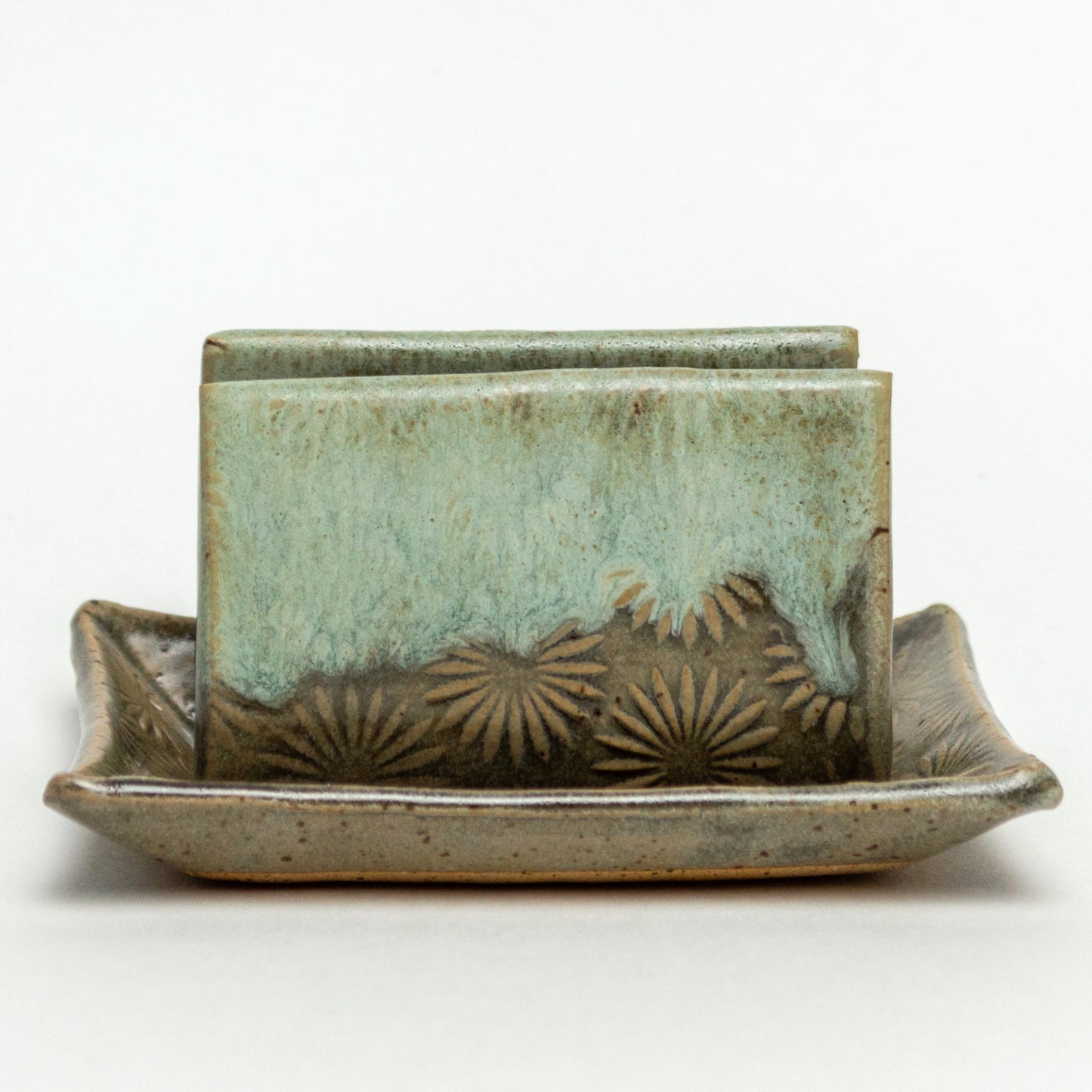 Sunburst Pattern Gray & Blue Sponge Holder