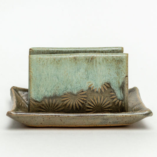 Sunburst Pattern Gray & Blue Sponge Holder