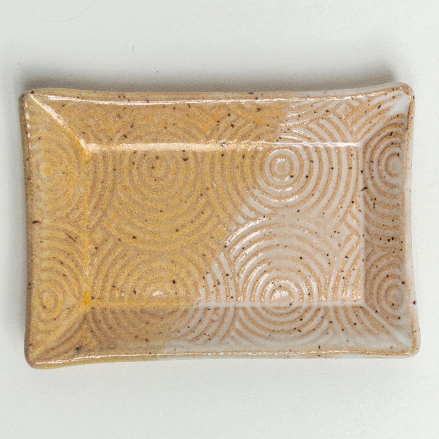 Peach & White Spiral Pattern Trinket Dish