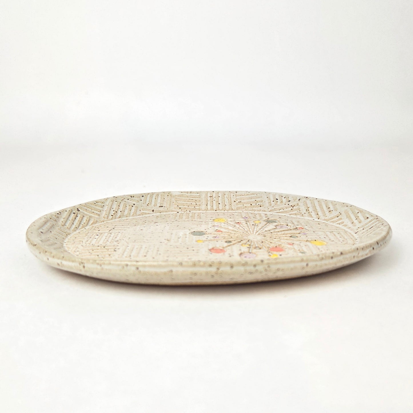 Art Deco Sunburst Oval Handmade Stoneware Trinket Dish