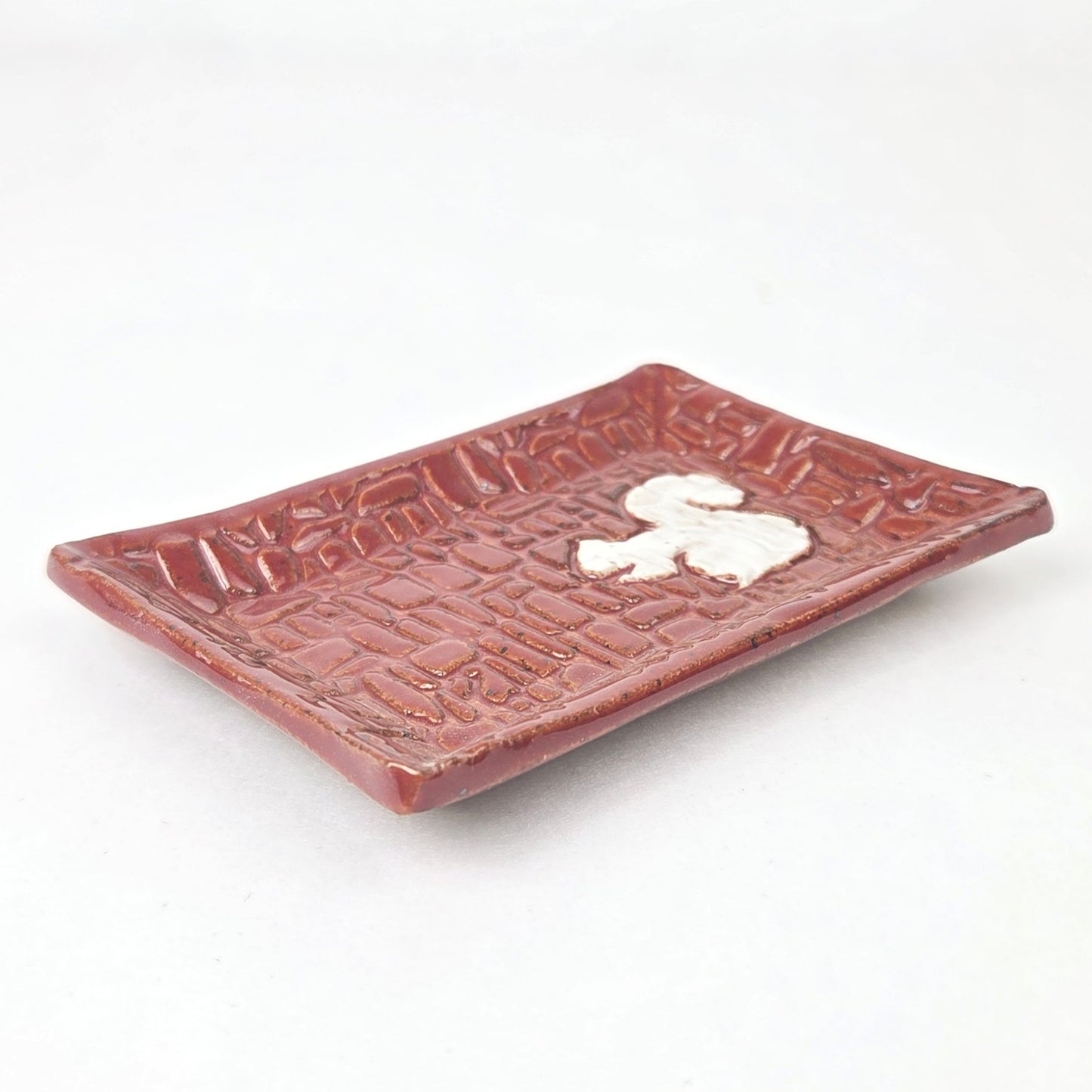 White Squirrel on Cinnamon Stoneware Trinket Dish