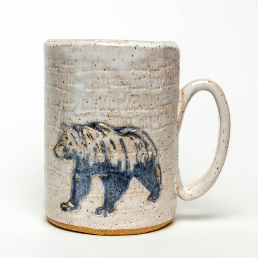 Grizzly Bear White Stoneware 14oz Mug