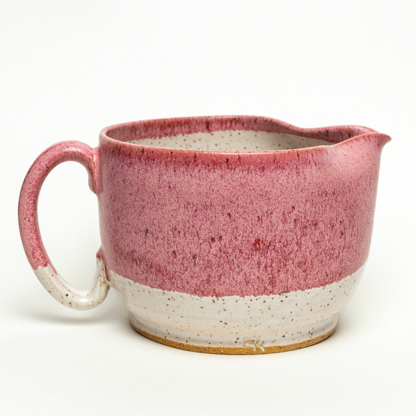 Red & White Hand-Thrown Batter Bowl