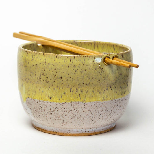 Hand Thrown Yellow & White Ramen/Rice Bowl
