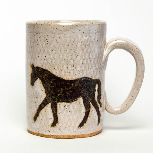 Brown Horse on White Stoneware 14oz Mug