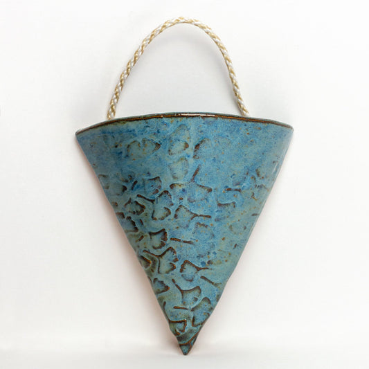 Gingko Blue Stoneware Wall Pocket