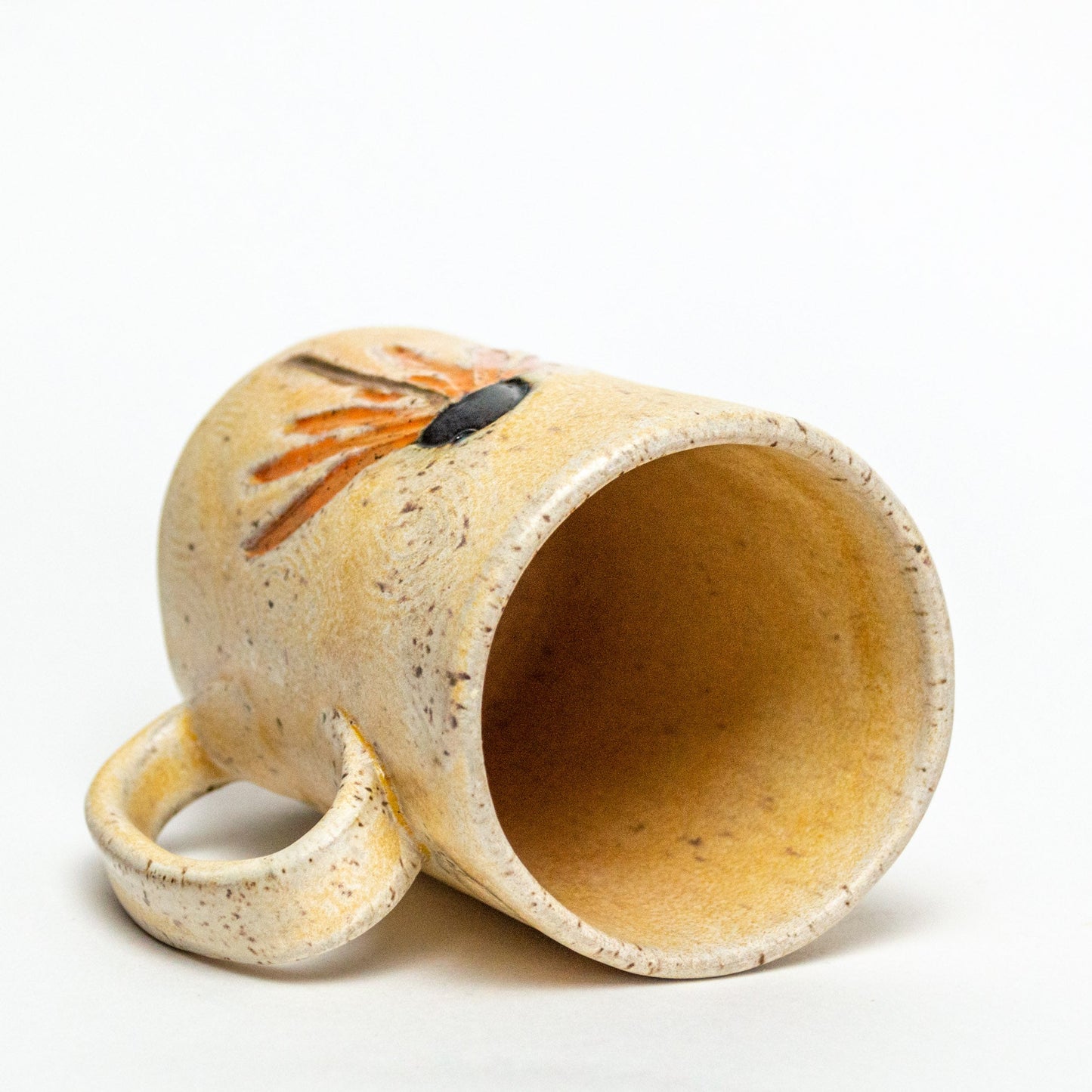 Orange Cone Flower Beige 14oz Mug