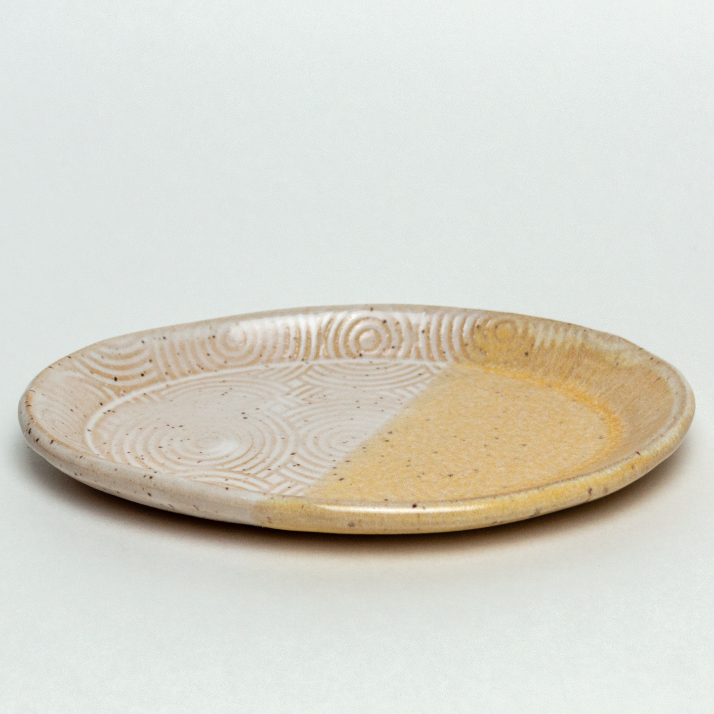 Peach & White Spiral Pattern Oval Trinket Dish