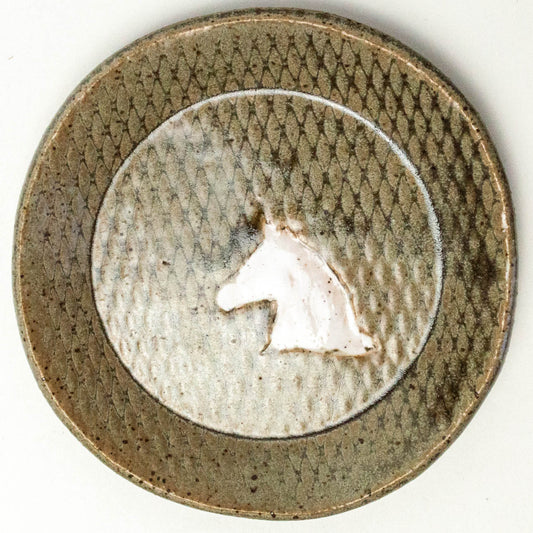 White Horse on Silver Round Trinket Dish