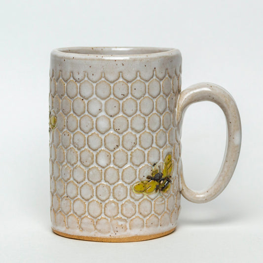 Bee Pattern White 14oz Mug