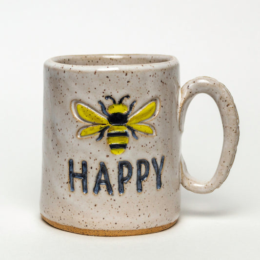 Bee Happy Pattern White 12oz Mug