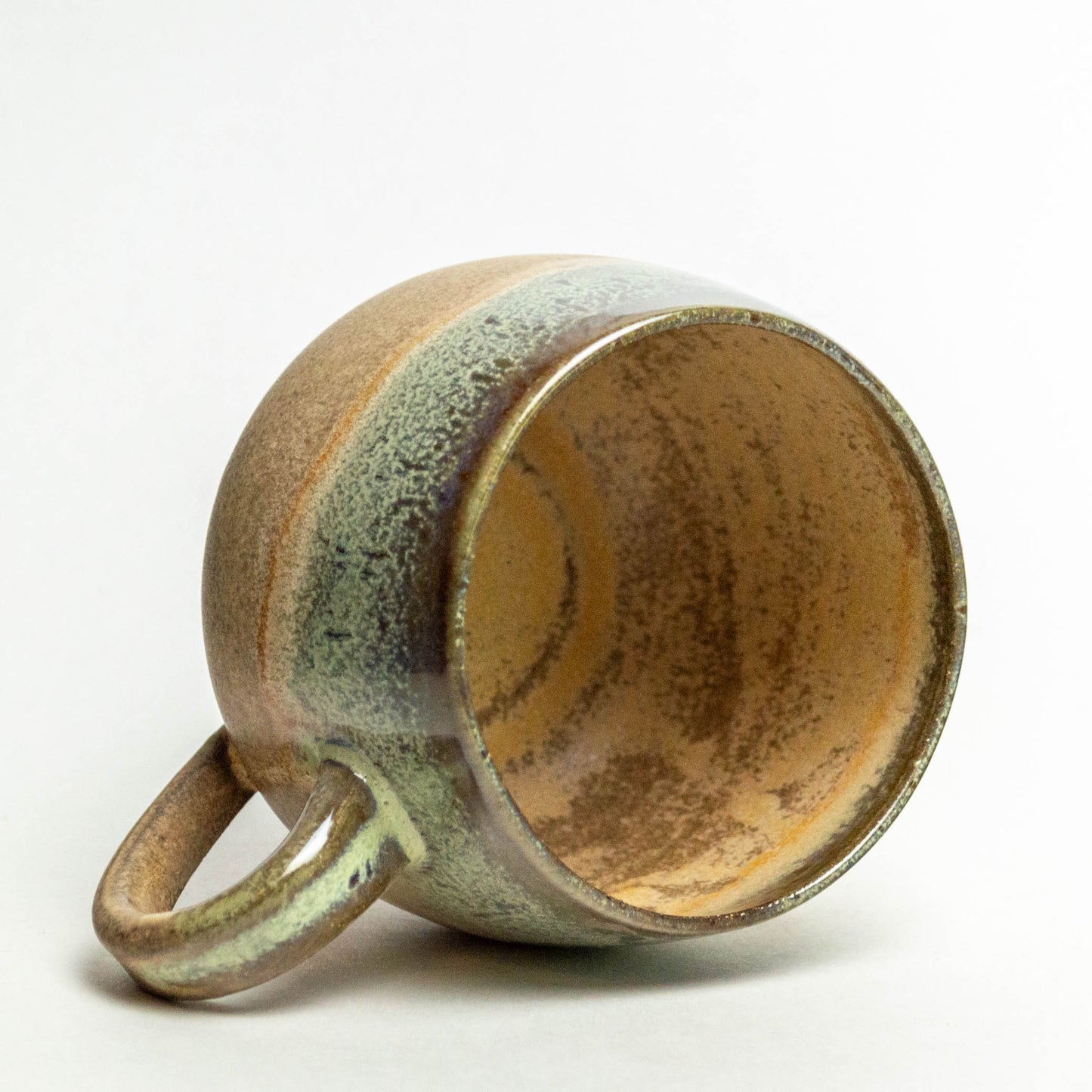 Green Hand-thrown Chocolate Clay Stoneware Ceramic 16oz Mug