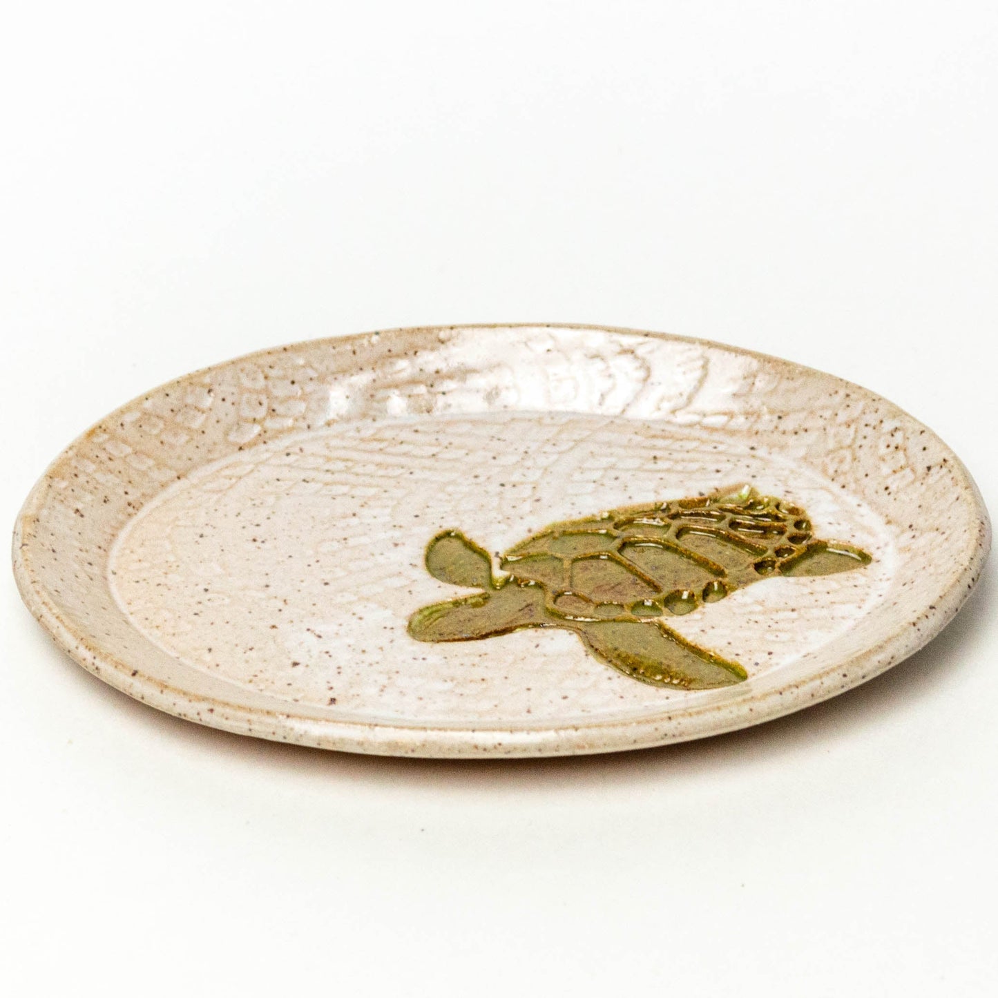 Sea Turtle White Oval Stoneware Trinket Dish