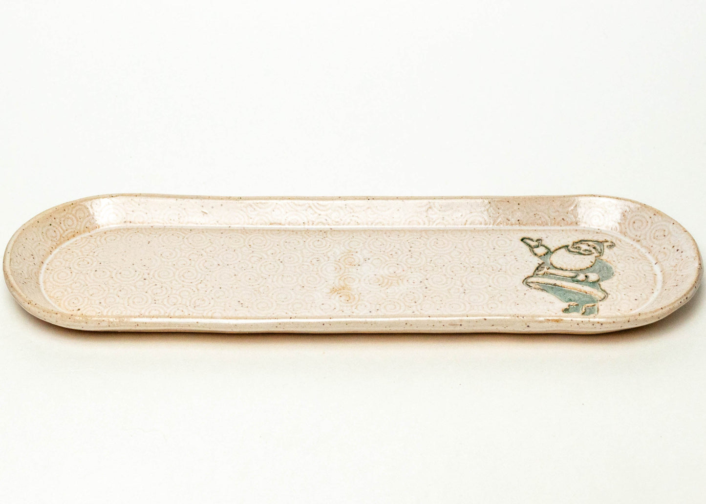 Green Santa White Stoneware 12" Platter