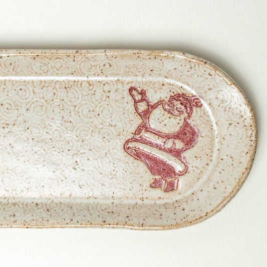 Red Santa Claus White Stoneware 12" Platter