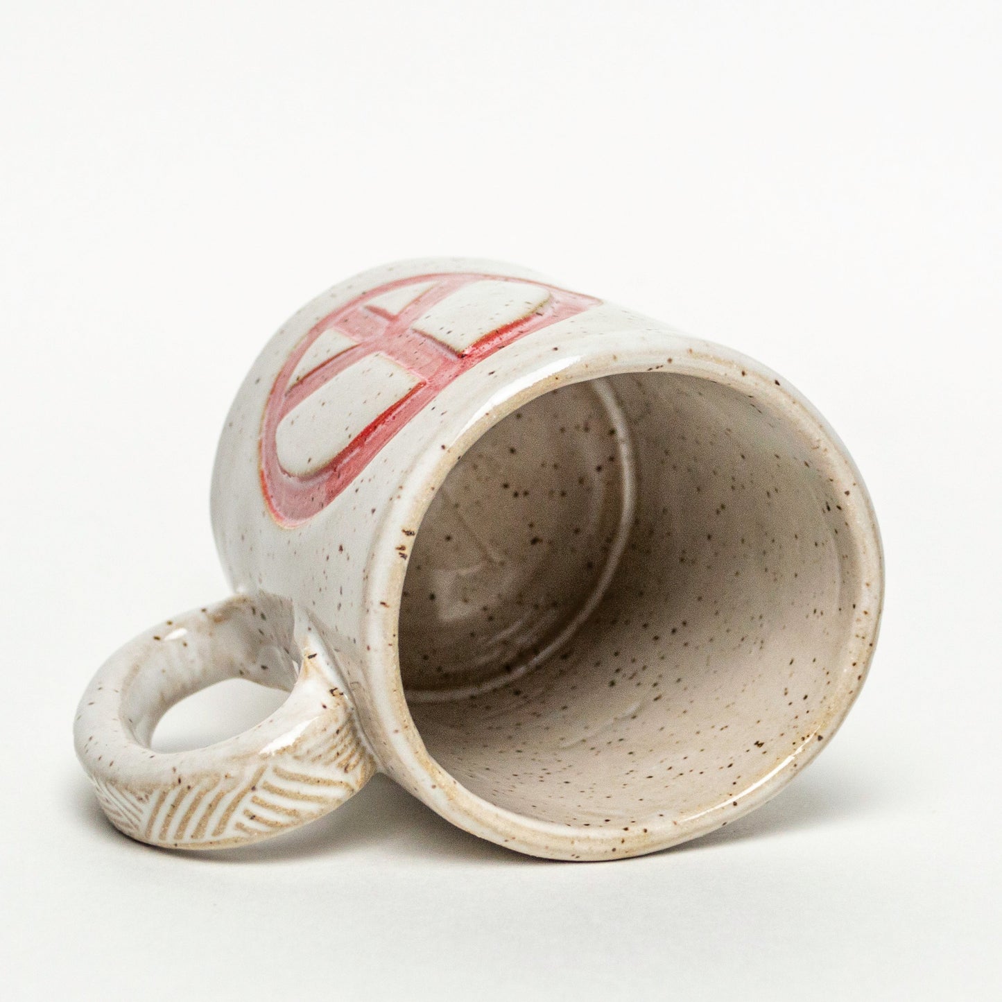 Red Peace Sign on White Stoneware 12oz Mug