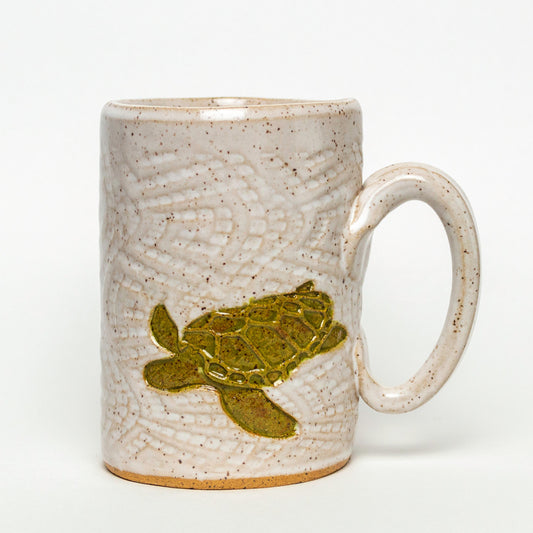 Sea Turtle White Stoneware 14oz Mug