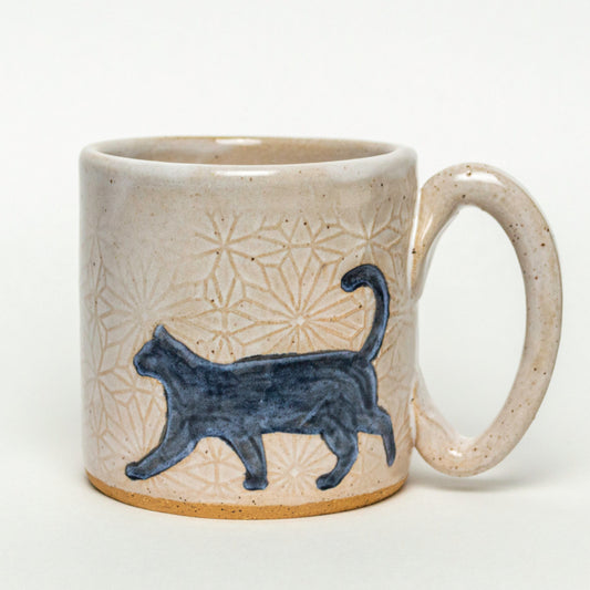 Black Walking Cat White 10oz Mug