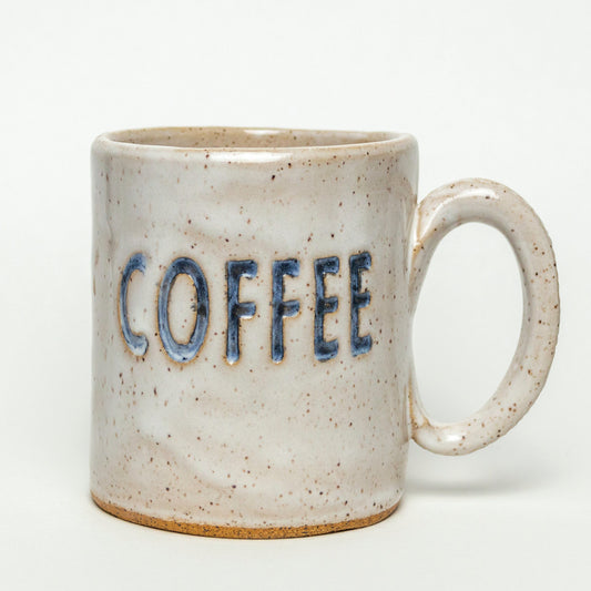 'Coffee' White Stoneware 12oz Mug