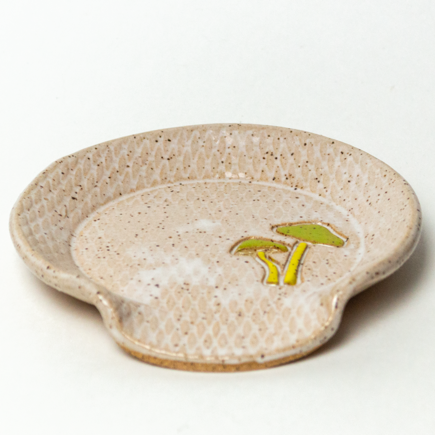 Parrot Mushroom White Stoneware Spoon Rest