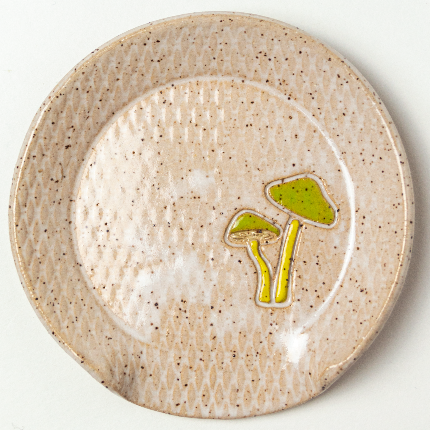 Parrot Mushroom White Stoneware Spoon Rest