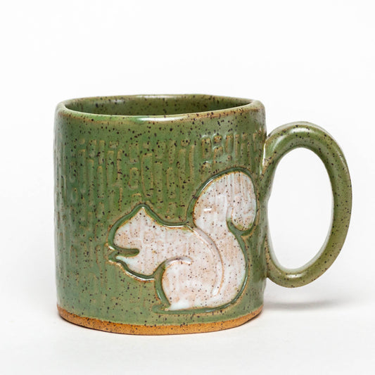 White Squirrel on Green Stoneware 10oz Mug