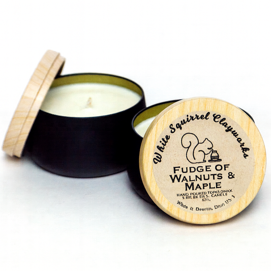 Fudge of Maple Walnut - Hand-Poured Soy Candle Black Tin- 7oz
