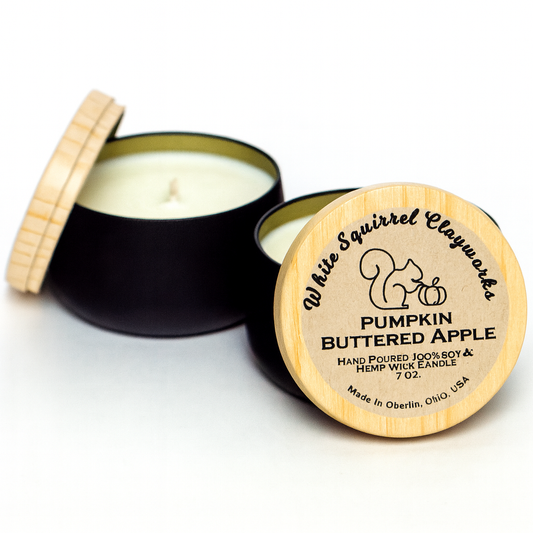 Pumpkin Buttered Apple - Hand-Poured Soy Candle Black Tin- 7oz