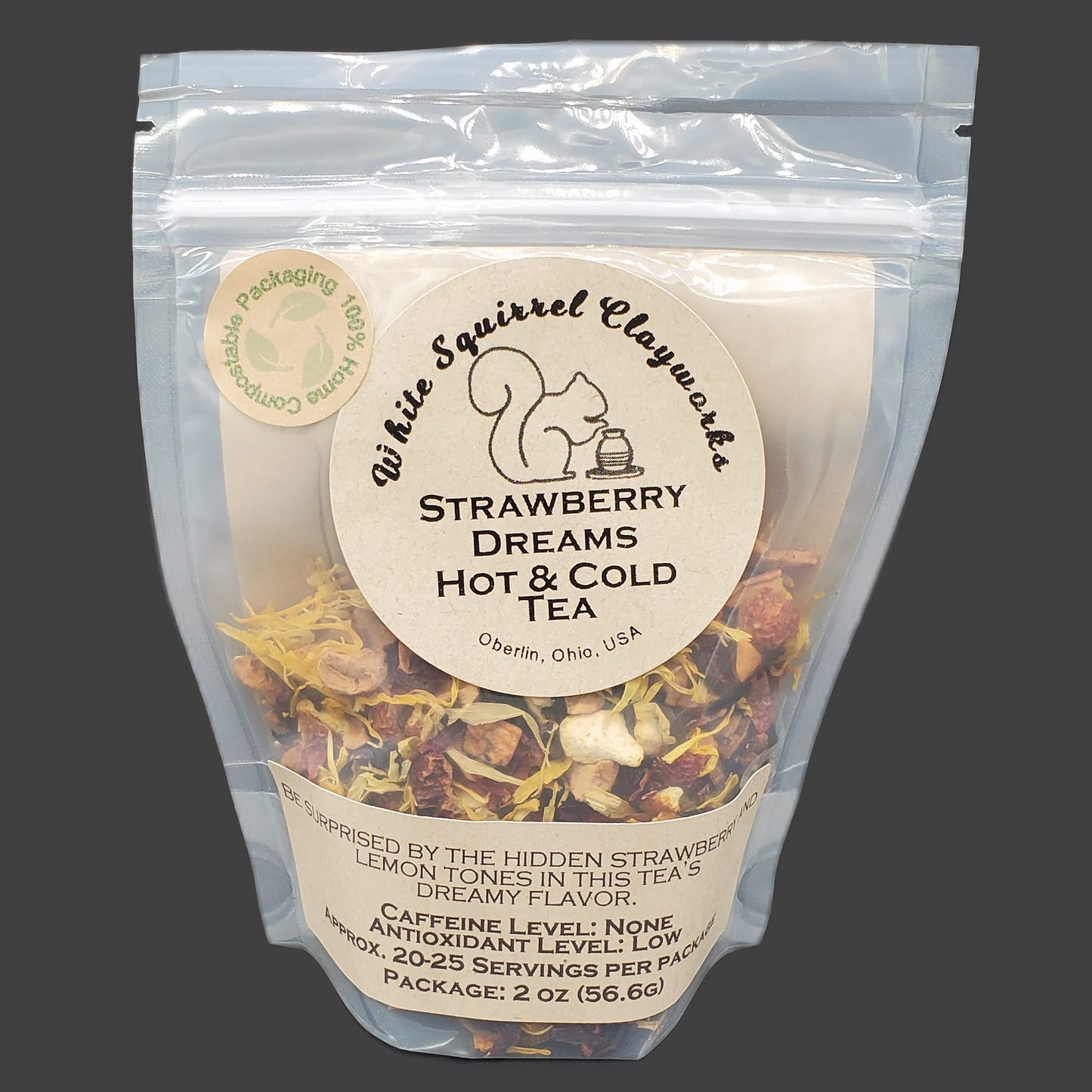 Strawberry Dreams Herbal Tea - 2oz -Home Compostable Packaging