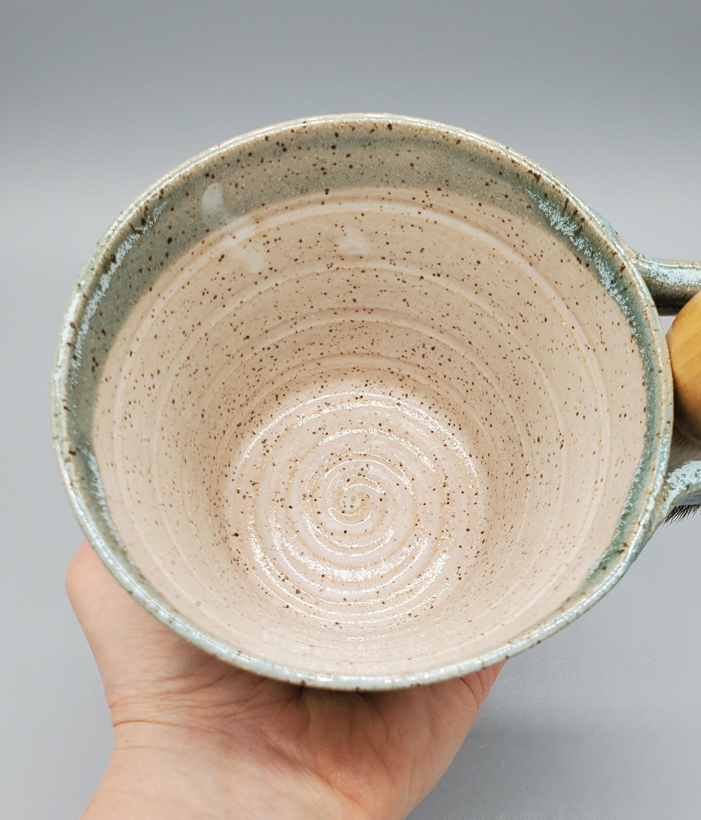 Turquoise & White Hand-Thrown Stoneware Shave Bowl w/ Brush
