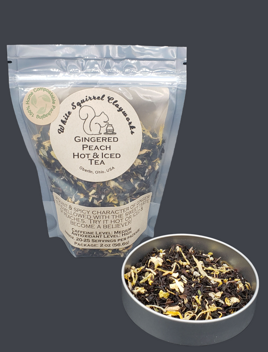 Gingered Peach Hot & Iced Herbal Tea - 2oz - Home Compostable Packaging