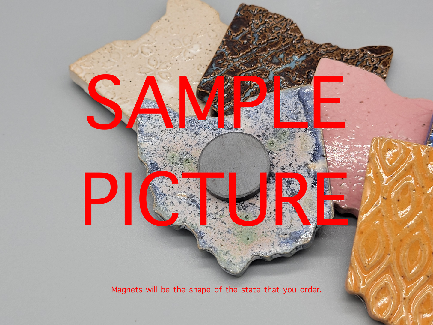 State Stoneware Magnets (Assorted Color & Pattern)
