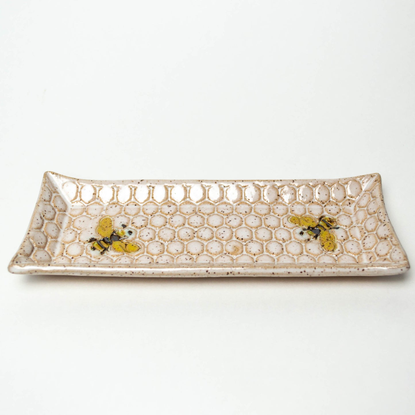 Bee Pattern White Butter/Olive Dish