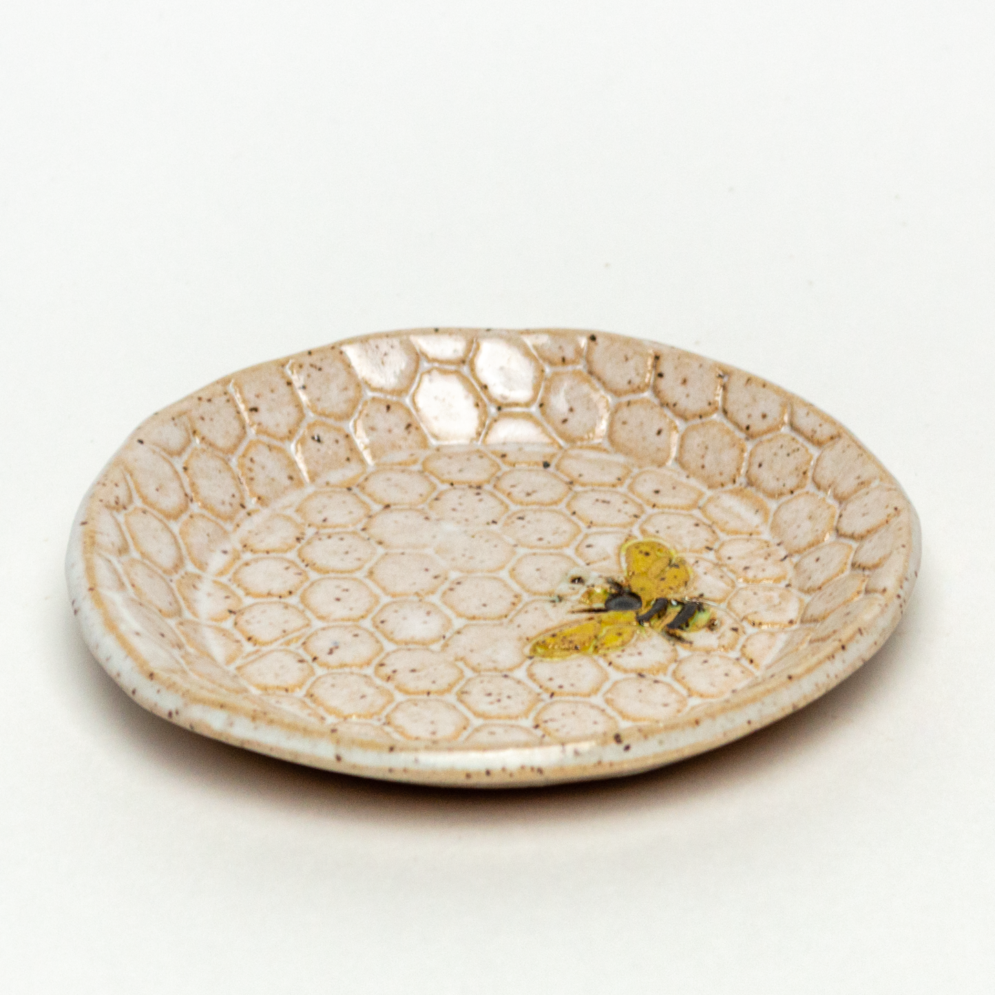 Bee Pattern White Round Trinket Dish