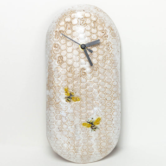 Bee Pattern White Wall Clock